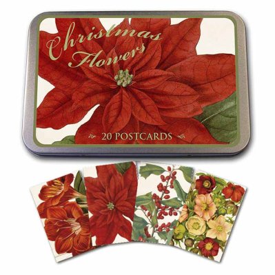 Vintage Christmas cards 20 pcs in tin box  Christmas flowers